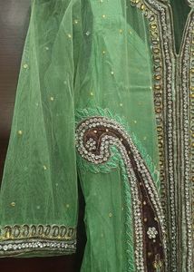 Green Net Kurta Set
