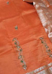 Orange Embroidered Saree