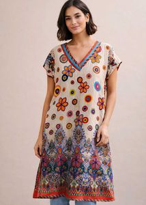 Multicolored Floral Pattern Straight Kurta