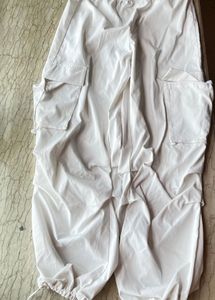 White Parachute Cargo Pants