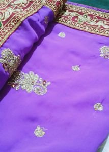 Purple Embroidered Saree