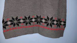 Grey Fair Isle Knit Dress For Winter