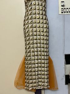 Pintrest Padded Golden Design Sequin Evening Gown