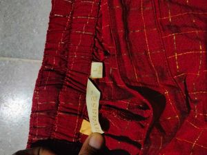 Maroon With Gold Strips Straight Fit Pant