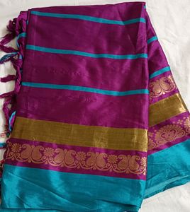 Pure Silk Saree With Gold Boarder