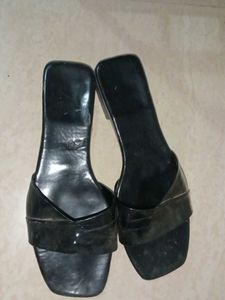 Black Heeled Slide Sandals