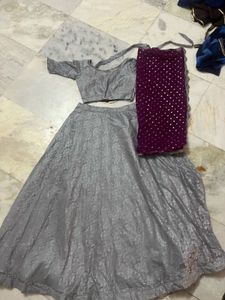 Grey Lehenga Set