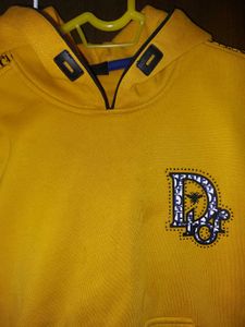 Yellow Hoodie for Girls with Sequinned logo