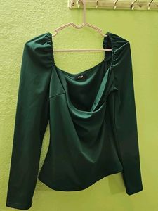 Green Ruched Long Sleeve Top