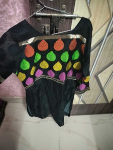 Net Festive Kurta For Women - Black Colour