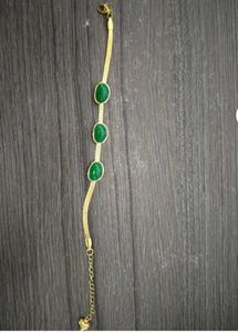 Gold &amp; Green Stone Bracelet