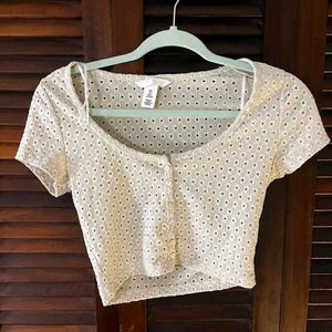 H&M Beige Fitted Crop Top