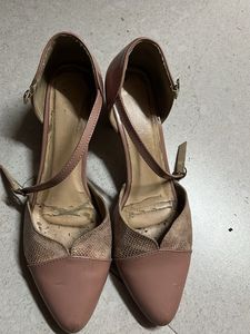 Pink Pointed-Toe Ankle Strap Heels