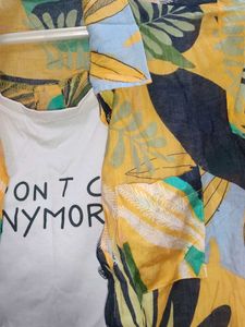 Tropical Print Shirt ,White Top attached  Inside