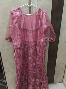 Pretty Pink Ethnic Gown With Dupatta