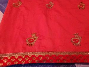 Peach Worked Saree With Stitched Blouse