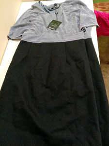 Chic Grey &amp; Black Herringbone Formal Dress
