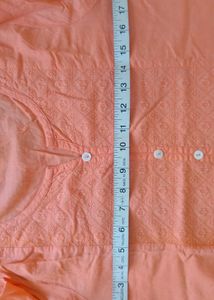 Peach Embroidered Cotton Kurta
