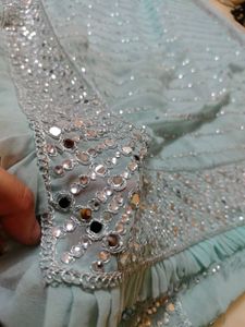 mirror work new style Saree with blouse piece