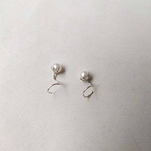 925 Pure Silver Pearl Nose And Ear Earings 1 Pair
