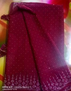 Purple Dimond Work Saree With Latkan