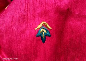 Teal and Pink Embroidered Saree