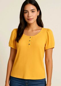 Cute Yellow Puff Sleeve Top