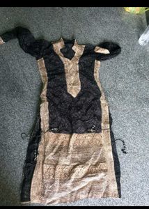 Black And Gold Embroidery Kurta