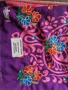 New Embroidered Purple Saree