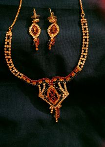 Diamond Necklace In Multi Color With Earning. ..