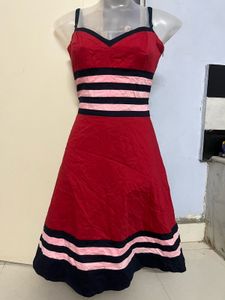 Yk21 Red Flared Pincess Designer One Piece