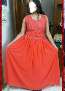 Elegant Coral Maxi Dress