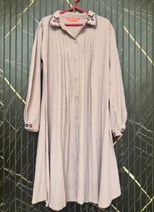 Embroidered Collar Shirt Dress