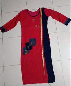 Red Embroidered Kurta