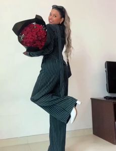 Striped Blazer with neck fashionable band