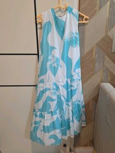 White Blue Shiny Dress