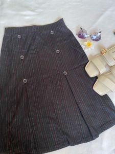 Striped Button Skirt