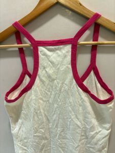 Cute White &amp; Pink Imported Tank Top