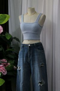 Light Blue Crop Tank Top