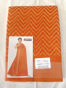 Orange Printed Saree
