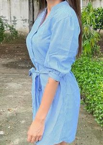 Striped Shirt Dress with Tie Belt size S