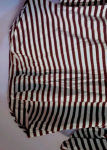 Vintage Brown &amp; White Striped Full Sleeves T-Shirt