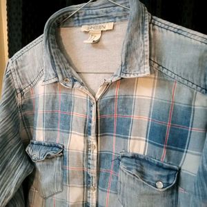 Denim Plaid Shirt (Unisex)