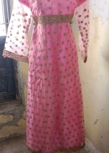 Pink &amp; Gold Embellished Ethnic Gown