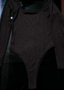 Cofee Brown Ribbed Bodysuit