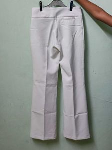 White Wide Leg Low Waist Trousers