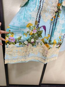 SKY BLUE PAKISTANI HEAVY PATCH WORK DRESS.