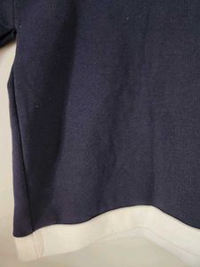 Navy &amp; White Long Sleeve Crop Top