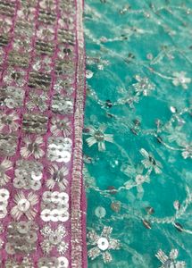 Elegant Teal Embellished Saree