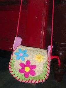 Cute Floral Flower Jute  Crossbody Bag
